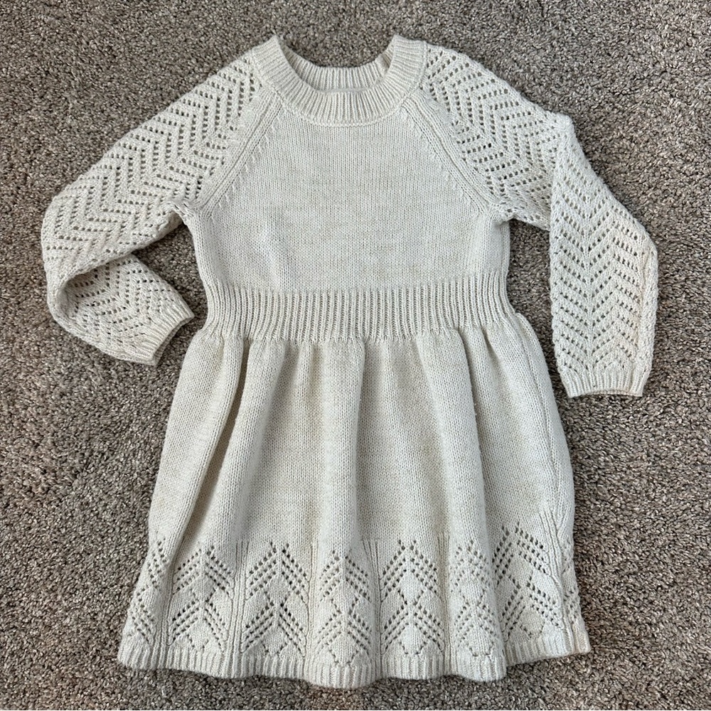 CAT & JACK | Holiday Cream Knit Sweater Dress - Size 2T